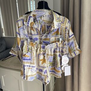 NWT Violet Sky Top & Short Set Women’s Sz L Beach Pool Vacation Swim Cover-Up